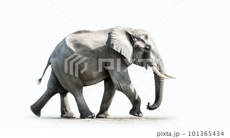 白背景のゾウ 101365434
