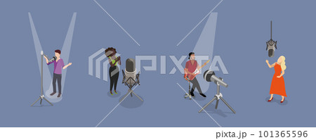 3D Isometric Flat Vector Set of Talented Singers 3D Isometric Flat Vector Set of Talented Singers 101365596