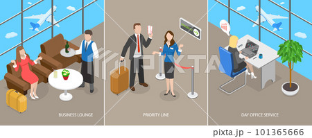 3D Isometric Flat Vector Conceptual Illustration of Airport Services 101365666