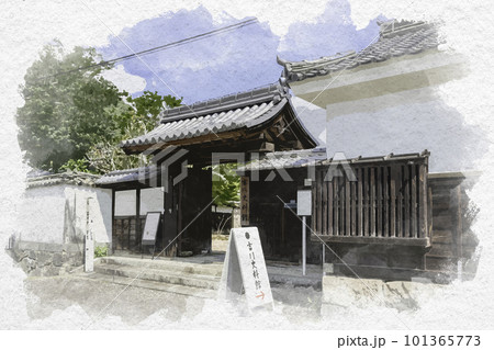 水彩画風　岩国　吉川史料館　山口県岩国市 101365773