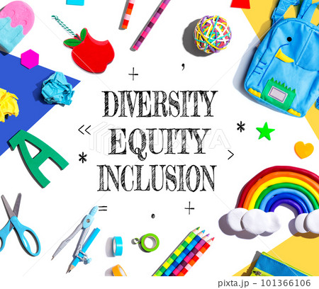 Diversity, Equity and Inclusion theme with school supplies - flat lay 101366106