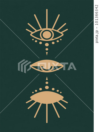 Retro style all-seeing eye print minimalist wall art. Tarot card vector illustration. Retro style all-seeing eye print minimalist wall art. Tarot card vector illustration. 101366342