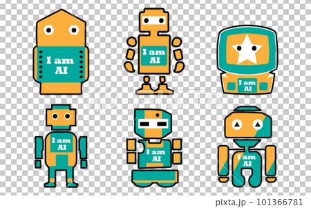 AIロボットのイラスト、緑黄 101366781