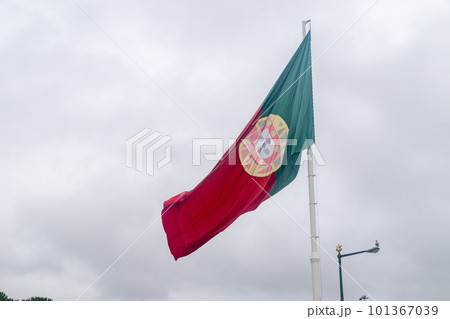 Huge portuguese flag. Portuguese flag waving in the wind. 101367039