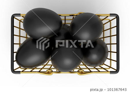 Luxury black eggs in metal basket or paper cardboard for morning breakfast Luxury black eggs in metal basket or paper cardboard for morning breakfast 101367643
