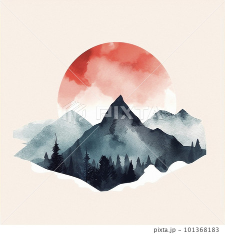 drawing mountains watercolor 101368183