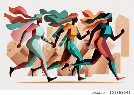 Abstract people running, flat design. 101368641