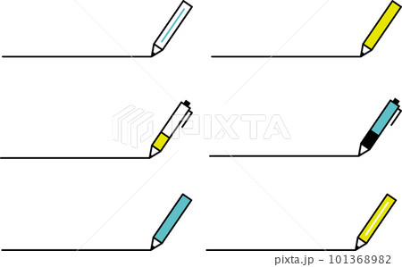 ペンや鉛筆と下線のセット 101368982