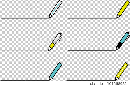 ペンや鉛筆と下線のセット 101368982
