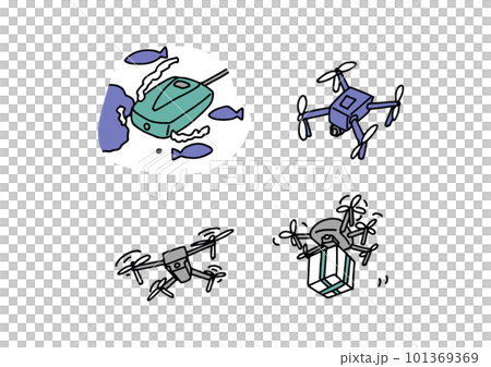 飛行的無人機插圖素材集 101369369