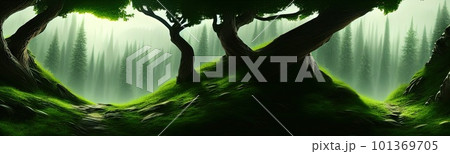 coniferous forest. Cute winter repeating landscape. Horizontal view of winter forest. nordic landscape coniferous forest. Cute winter repeating landscape. Horizontal view of winter forest. nordic landscape 101369705