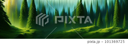 coniferous forest. Cute winter repeating landscape. Horizontal view of winter forest. nordic landscape 101369725