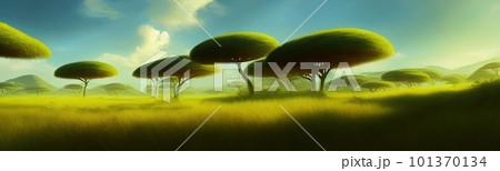 wild savanna landscape banner. Savannah, African wildlife with acacia trees, grass, sand. Africa landscape, African acacia tree wild savanna landscape banner. Savannah, African wildlife with acacia trees, grass, sand. Africa landscape, African acacia tree 101370134