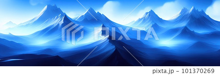 Minimal dark textured mountain landscape background. modern wallpaper. Simple graphic banner illustration. Panorama of silhouettes of mountains in the fog. 101370269