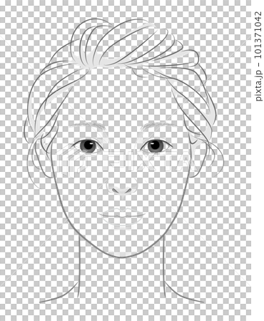 Line drawing illustration of a young woman's face Line drawing illustration of a young woman's face 101371042
