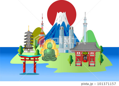 日本の観光名所のイラストのイラスト素材 [101371157] - PIXTA