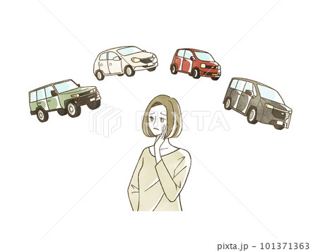 自動車のことで悩んでいる女性 101371363