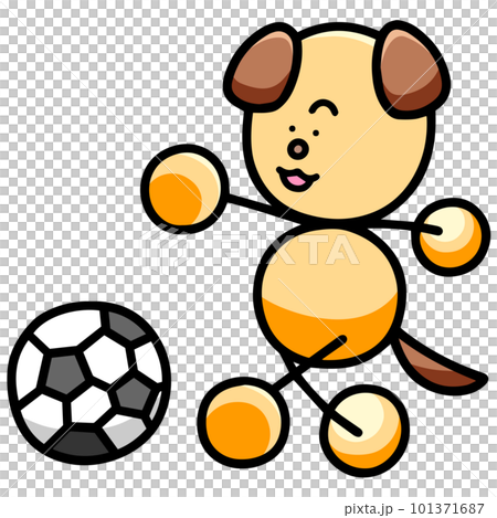 Illustration of a dog playing soccer (horizontal version) dog Illustration of a dog playing soccer (horizontal version) dog 101371687