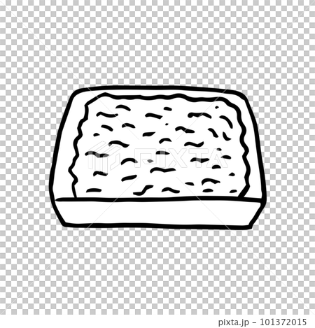 Minced meat in a tray pack, line drawing, monochrome Minced meat in a tray pack, line drawing, monochrome 101372015