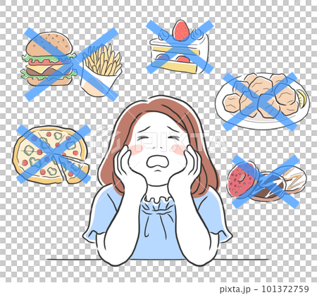 表情痛苦的女人忍著吃的插圖素材 101372759