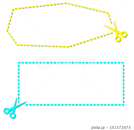 ハサミで切り抜いたフレーム枠のイラスト ハサミで切り抜いたフレーム枠のイラスト 101372873