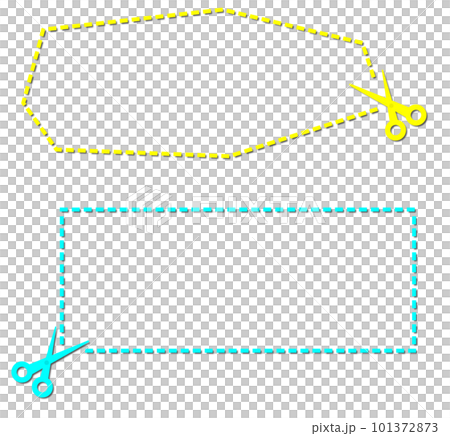 ハサミで切り抜いたフレーム枠のイラスト ハサミで切り抜いたフレーム枠のイラスト 101372873