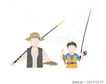 魚を釣る男性と男の子のイラスト 魚を釣る男性と男の子のイラスト 101373277