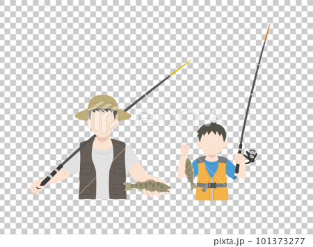 Illustration of a man and a boy fishing - Stock Illustration [101373277] -  PIXTA
