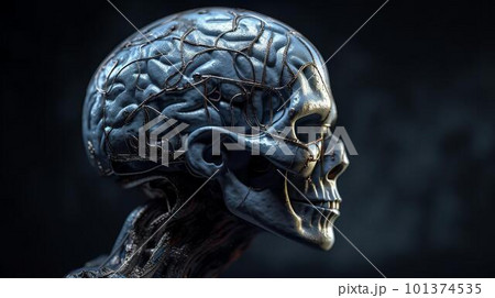 AIロボット・機械的な脳のイメージ（Generative AI） 101374535