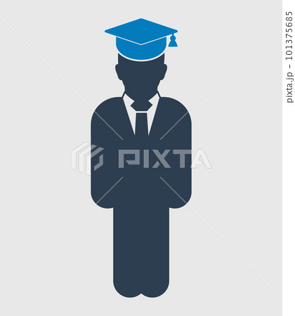 Graduate Student Icon. Standing male symbol on gray background. Flat style vector EPS. Graduate Student Icon. Standing male symbol on gray background. Flat style vector EPS. 101375685