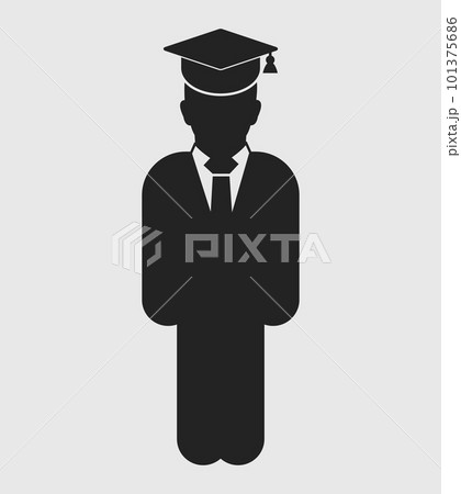 Graduate Student Icon. Standing male symbol on gray background. Flat style vector EPS. Graduate Student Icon. Standing male symbol on gray background. Flat style vector EPS. 101375686