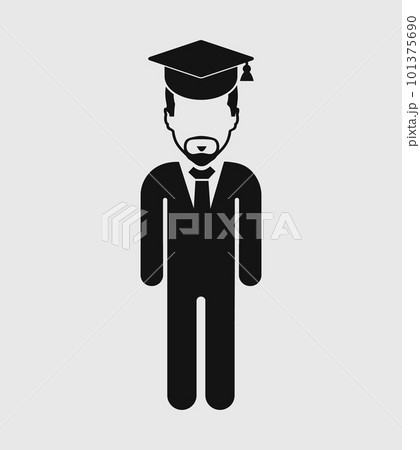 Graduate Student Icon. Standing male symbol on gray background. Flat style vector EPS. 101375690