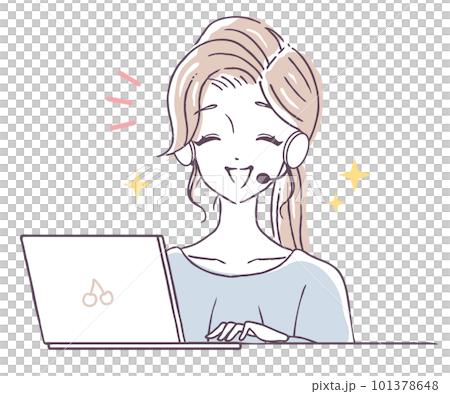 Illustration material of a woman who provides customer support at home Illustration material of a woman who provides customer support at home 101378648