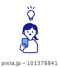 スマホを持ってひらめく女性 101378841