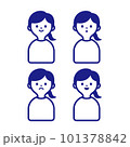 女性のイラスト・アイコン 表情セット 101378842