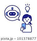 AIチャットボットを使用してひらめく女性 101378877