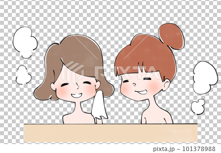 檜風呂に入る女性 101378988