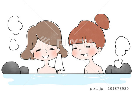 　露天風呂に入る女性 101378989