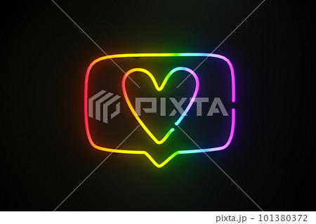3D render illustration of glowing neon heart inside frame 3D render illustration of glowing neon heart inside frame 101380372