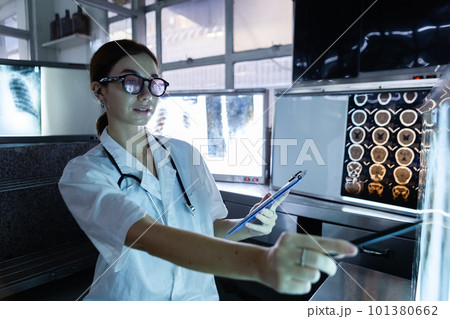 Doctor woman in medical laboratory at hospital. Anatomy diagnostic science of human. Doctor woman in medical laboratory at hospital. Anatomy diagnostic science of human. 101380662