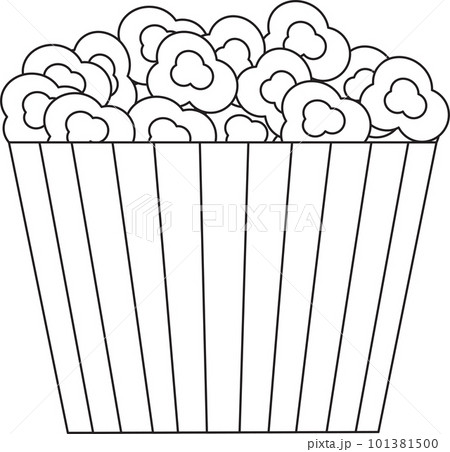 bright vector illustration of a low glass of popcorn, snack, world popcorn day, street food, doodle and sketch bright vector illustration of a low glass of popcorn, snack, world popcorn day, street food, doodle and sketch 101381500