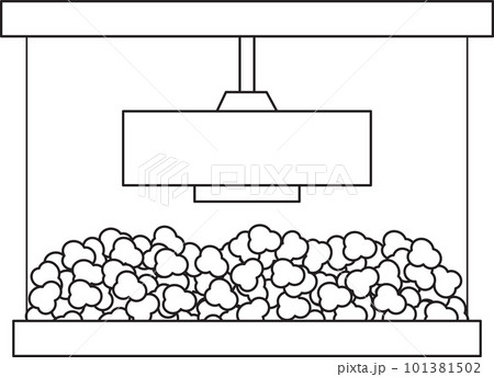 bright vector illustration of a popcorn maker, snack, street food, popcorn machine, doodle and sketch 101381502