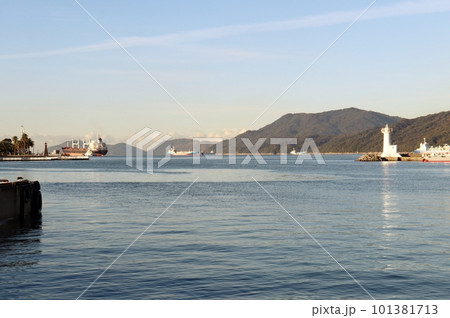 徳山港に面する周南コンビナートの夜明け 徳山港に面する周南コンビナートの夜明け 101381713