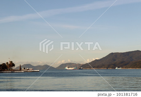 徳山港に面する周南コンビナートの夜明け 徳山港に面する周南コンビナートの夜明け 101381716