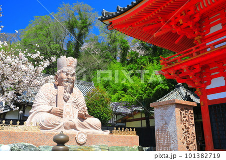 【和歌山県】満開の桜と紀三井寺（楼門） 101382719