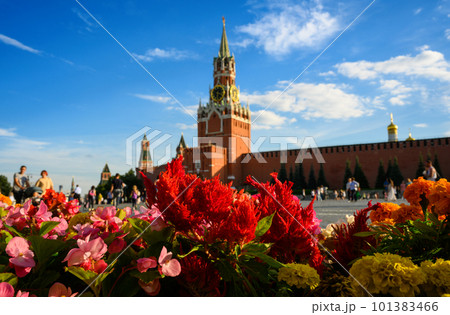 Flowers on Red Square in summer, Moscow, Russia 101383466