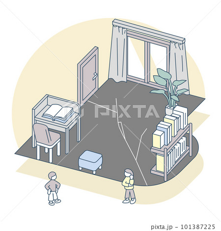 床がひび割れた部屋。うまくゆかない現状 101387225