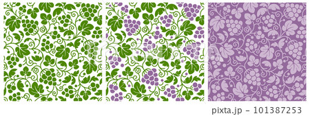 Grape Seamless Pattern Set 101387253