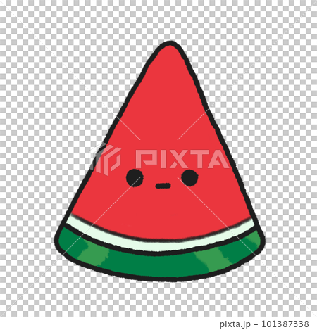 Hand-drawn Cute Red piece of Watermelon, Cute fruit character design in doodle style Hand-drawn Cute Red piece of Watermelon, Cute fruit character design in doodle style 101387338