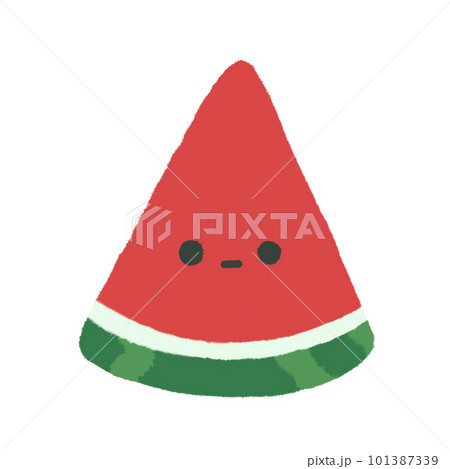 Hand-drawn Cute Red piece of Watermelon, Cute fruit character design in doodle style 101387339